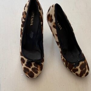 Prada Brown Leopard print Pony Skin Pumps